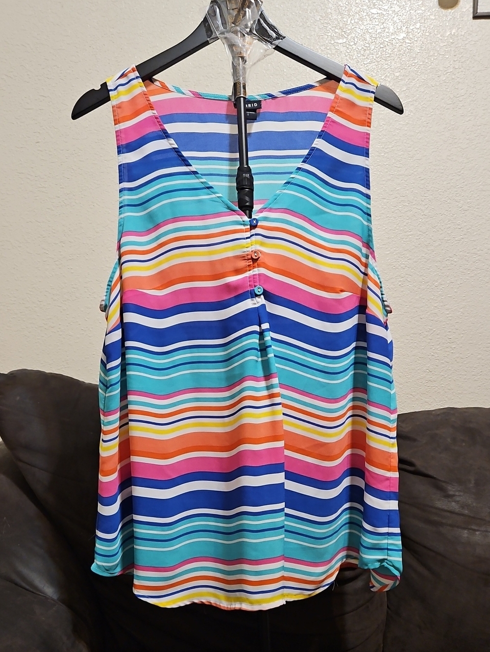 torrid Multicolor Striped V-Neck Sleeveless Camisole - Picture 1 of 7